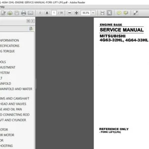 HYUNDAI MITSUBISHI 4G63-32HL, 4G64-33HL ENGINE SERVICE MANUAL FORK LIFT LPG - PDF DOWNLOAD