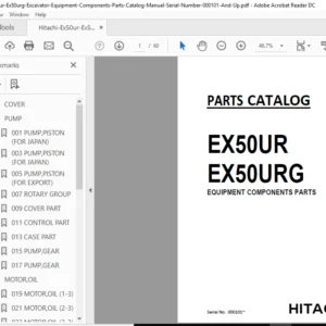 Hitachi Ex50ur Ex50urg Excavator Equipment Components Parts Catalog Manual - PDF Download