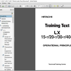 Hitachi LX15-7 LX20-7 LX30-7 LX40-7 Wheel Loader Shop Manual - PDF DOWNLOAD