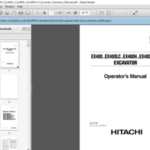 Hitachi Ex400-3 Ex400lc-3 Ex400h-3 Ex400lch-3 Excavator Operators Manual - PDF DOWNLOAD
