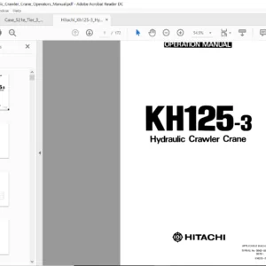 Hitachi Kh125-3 Hydraulic Crawler Crane Operators Manual - PDF Download