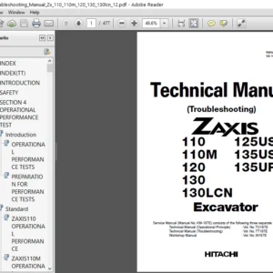Hitachi Troubleshooting Manual ZX 110 110M 120 130 130LCN 12 - PDF Download