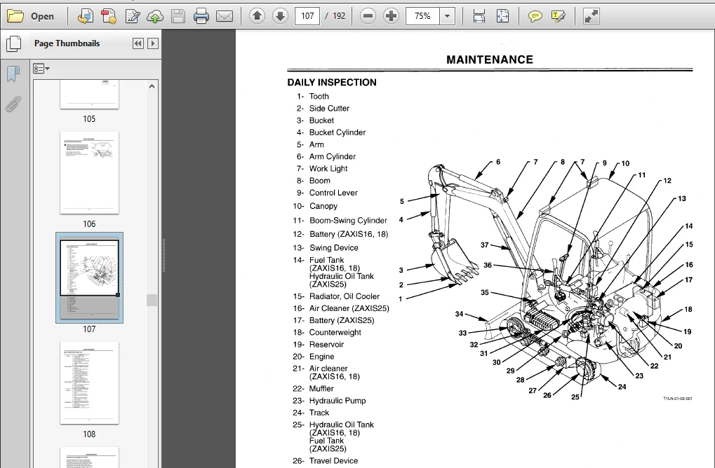 Hitachi Zaxis 16 18 25 Excavator Operator's Manual - PDF Download - Image 4
