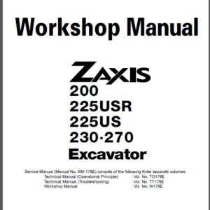 Hitachi Zaxis Zx 200 225 230 270 Class Excavator Service Manual - PDF DOWNLOAD