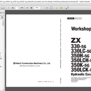 Hitachi Zx 330-5g 330lc-5g 350h-5g 350lch-5g 350k-5g 350lck-5g Hydraulic Excavator Service Manual Download