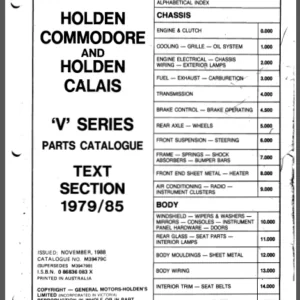 Holden Commodore Vb Vc Vh Vk Parts Book Brock Ss Hdt - PDF Download