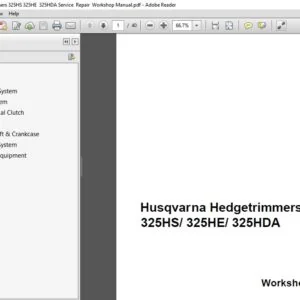Husqvarna Hedgetrimmers 325HS 325HE  325HDA Service  Repair  Workshop Manual - PDF DOWNLOAD