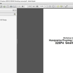 Husqvarna Pruning Saw 325 P4 Gearbox SERVICE REPAIR Workshop Manual - PDF DOWNLOAD