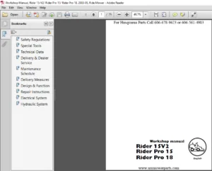 Husqvarna Rider 15V2 Ride On Mower Shop Manual 2003 - 2005 - PDF DOWNLOAD
