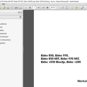 Husqvarna Rider 850 Rider 970 Rider 850 HST Rider 970 HST Rider 1030 Bioclip Rider 1200 Service Manual - PDF DOWNLOAD