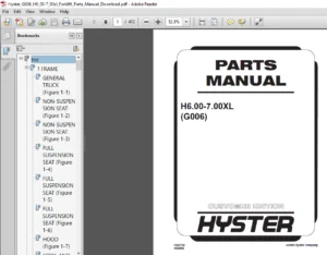 Hyster G006  (H6.00-7.00xl ) Forklift Parts Manual - PDF DOWNLOAD