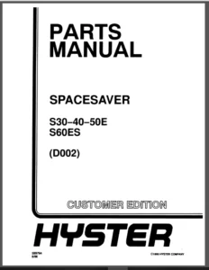 Hyster Spacesaver D002 S30e S40e S50e S60es Forklift Parts Manual - PDF Download