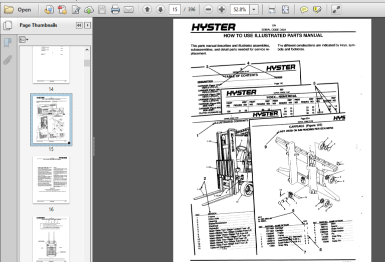 Hyster Spacesaver D002 S30e S40e S50e S60es Forklift Parts Manual - PDF ...