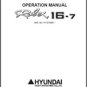 Hyundai Crawler Mini Excavator Robex R16-7 Operating Manual - PDF DOWNLOAD