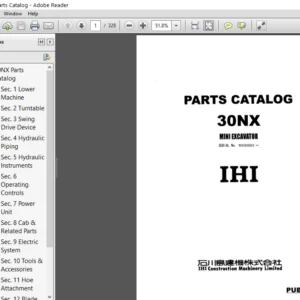 Ihi 30nx Mini Excavator Parts Manual - PDF Download