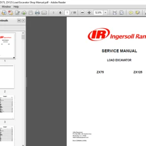 Ingersoll Rand ZX75, ZX125 Load Excavator Shop Manual - PDF DOWNLOAD