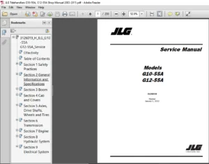 JLG Telehandlers G10 55A, G12 55A Shop Manual 2003 - 2015 - PDF DOWNLOAD