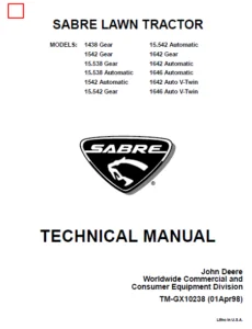 John Deere Sabre Lawn Tractor Technical Manual  (TM-GX10238 ) - PDF Download