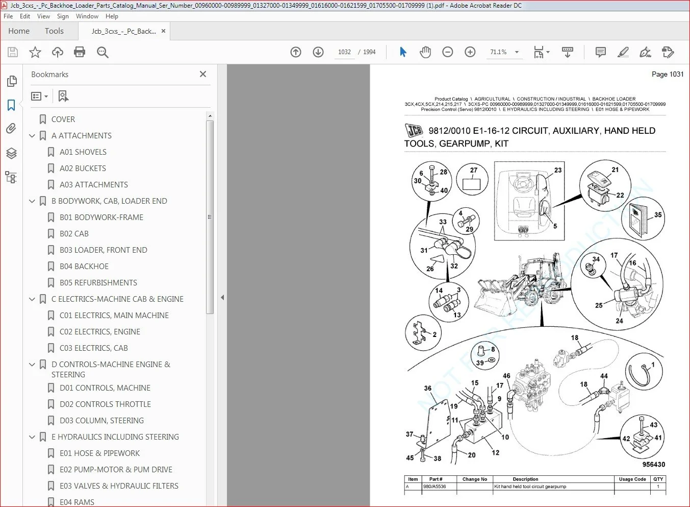 Jcb 3cxs-Pc Backhoe Loader Parts Catalog Manual - PDF DOWNLOAD - Image 2