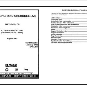 Jeep Grand Cherokee Zj Parts Manual Catalog Download 1998