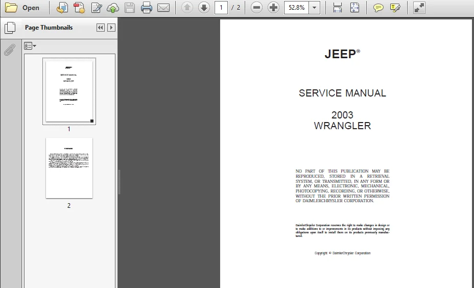 Jeep Wrangler TJ 1997-2006 Factory Service & Owner's Manual PDF Download - Image 4
