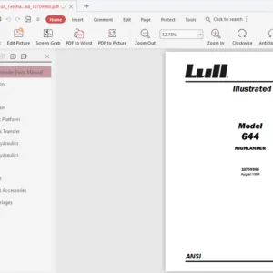 Jlg Lull Telehandlers 644 Highlander Ansi Illustrated Master Parts List Manual Instant - DOWNLOAD