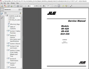 Jlg Telehandlers G6 42a G9 43a G10 43a Ansi Factory Service Repair Workshop Manual Instant - Download