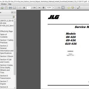 Jlg Telehandlers G6 42a G9 43a G10 43a Ansi Factory Service Repair Workshop Manual Instant - Download