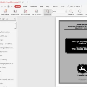 John Deere Gator Model Cs Cx Light Duty Utility Vehicle Service Manual - PDF Download