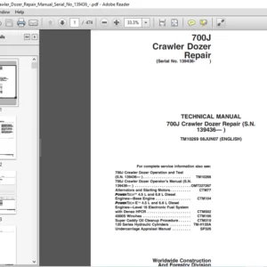 John Deere 700j Crawler Dozer Repair Manual - PDF DOWNLOAD