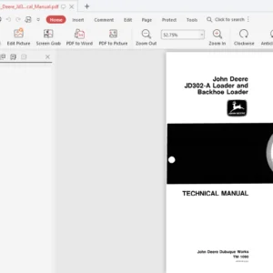 John Deere Jd302 a Loader and Backhoe Loader Technical Manual - PDF Download