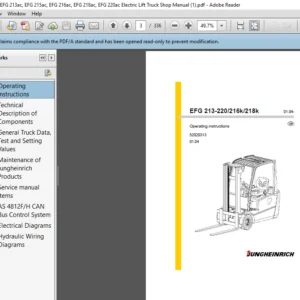 Jungheinrich EFG 213ac, EFG 215ac, EFG 216ac, EFG 218ac, EFG 220ac Electric Lift Truck Shop Manual - PDF DOWNLOAD