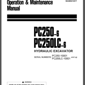 Komatsu Pc250-6 Pc250lc-6 Operation And Maintenance Manual - PDF Download
