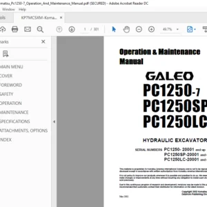 Komatsu Pc1250-7 Operation And Maintenance Manual - PDF DOWNLOAD