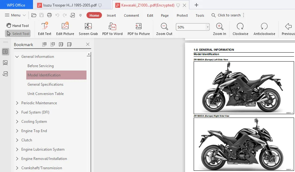 Kawasaki Z1000 / 1000 ABS Workshop Service & Repair Manual 2010-2013 - PDF Download - Image 3