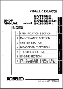 Kobelco SK115SR SK115SRL SK135SRLC SK135SRL Hydraulic Excavator Service Repair Manual - PDF Download