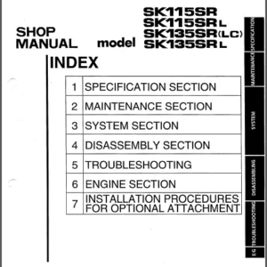 Kobelco SK115SR SK115SRL SK135SRLC SK135SRL Hydraulic Excavator Service Repair Manual - PDF Download