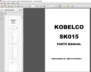 Kobelco Sk015 Excavator Parts Catalog Manual - PDF DOWNLAOD