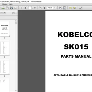 Kobelco Sk015 Excavator Parts Catalog Manual - PDF DOWNLAOD