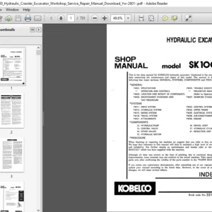 Kobelco Sk100 Hydraulic Crawler Excavator Workshop Service Repair Manual Download (Yw 2801)