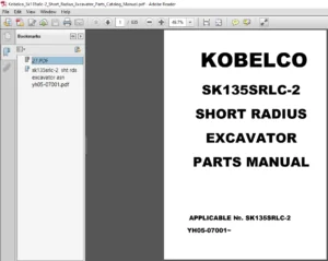 Kobelco Sk135srlc-2 Short Radius Excavator Parts Catalog Manual - PDF DOWNLOAD