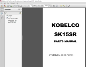 Kobelco Sk15sr Compact Excavator Parts Catalog Manual - PDF DOWNLOAD