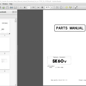 Kobelco SK60V Crawler Excavator Parts Manual INSTANT (SN: LE-17701 to 19738) - PDF DOWNLOAD