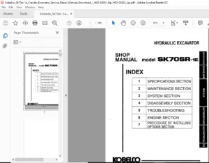 Kobelco Sk70sr 1e Crawler Excavator Service Repair Manual Download ( Yt02 04001 Up Yt03 05432 Up )