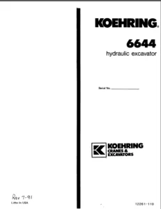 Koehring Hydraulic Excavator 6644 Parts Manual - PDF Download