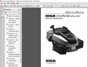 Kohler Courage Model XT-7 4.8hp Engine Service Repair Manual - PDF Download
