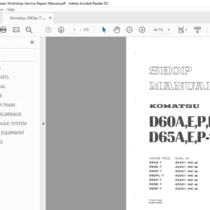 Komatsu D65e 7 Bulldozer Workshop Service Repair Manual - PDF Download
