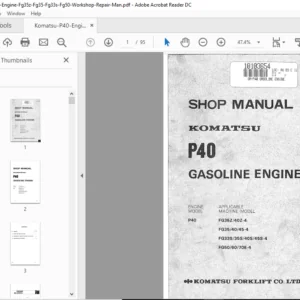 Komatsu P40 Engine Fg35z Fg35 Fg33s Fg50 Workshop Repair Manual - PDF Download