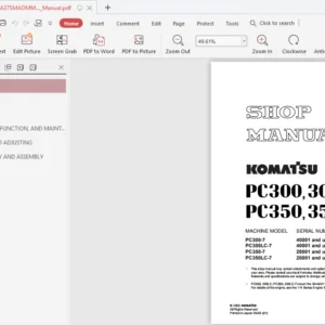Komatsu Pc300-7 Pc300lc-7 Pc350-7 PC350LC-7  Shop Manual - PDF DOWNLOAD