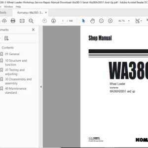 Komatsu Wa380 3 Wheel Loader Workshop Service Repair Manual - PDF  Download